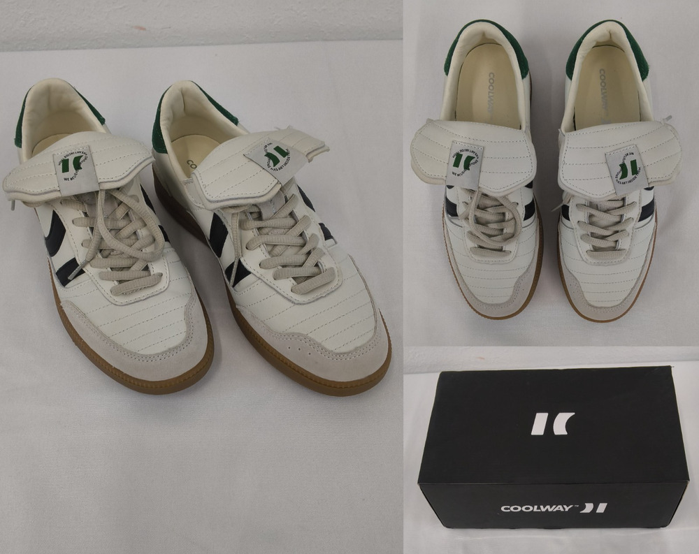 Coolway Silva Low Top Sneakers Womens 39 (US 8) White/Green Lace Up w/Box #W5441